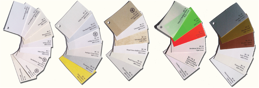 Paper swatch books fanned out