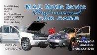 M.A.C. Mobile Service business card with Spanish text
