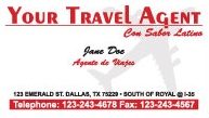 Your Travel Agent business card with Spanish text